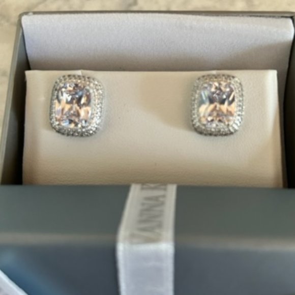 White Cubic Zirconia Platineve Stud Earrings - Picture 2 of 4